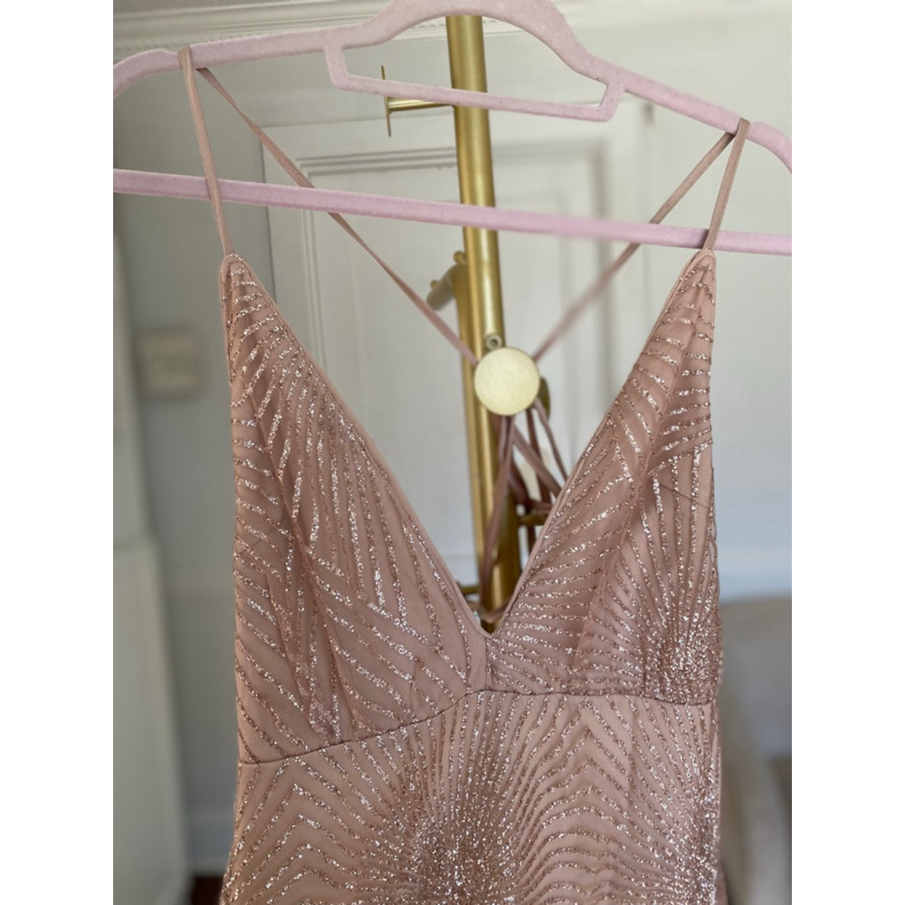 Hello Molly Bronze Sequin Mini Dress Glam Wedding Cocktail Party Luxe Blush Boho - Picture 5 of 11
